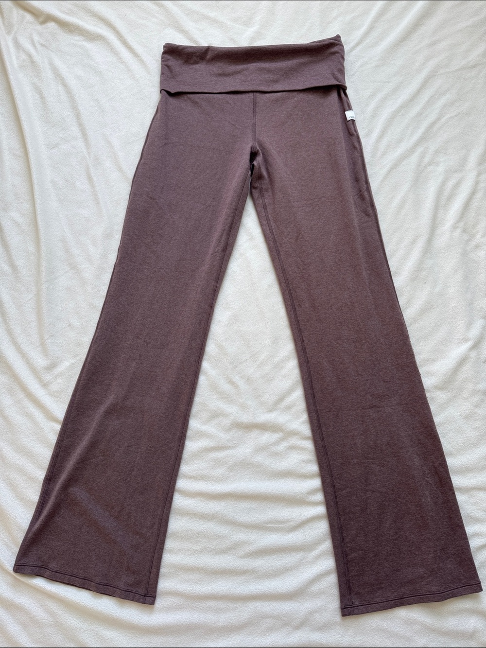 Vuori Women's Fold-Over Waist Wide-Leg Track Pants in Brown